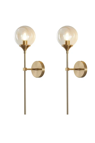 Fico Home Modern Tasarım Elektrikle Çalışır Camlı Aplik 1 Adet Eskitme Gold Bal Cam ürün görseli 1