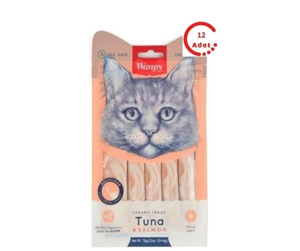 Wanpy Ton Balığı&Somon 5x14 gr Likit Kedi Ödülü 12'li Paket ürün görseli 1