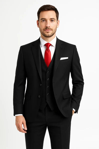 Yelekli Takım Elbise Slim Fit - Resim 2