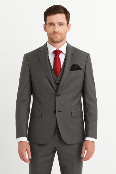 Yelekli Takım Elbise Slim Fit - Resim 2