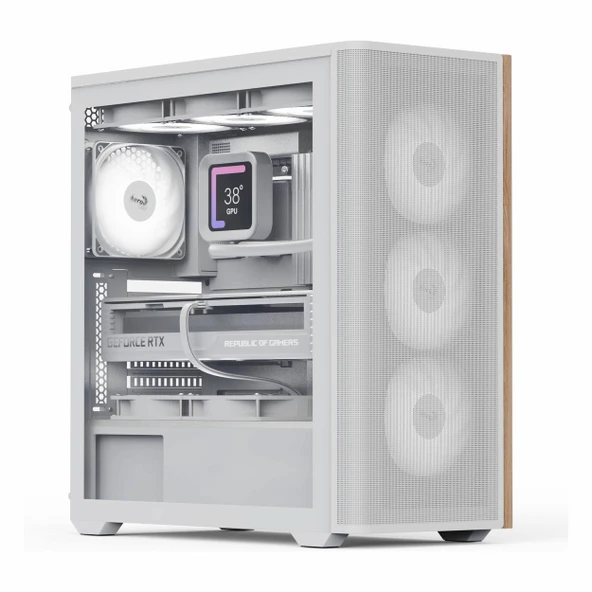 Aerocool D501A USB 3.2 ARGB ATX Mid Tower Beyaz Kasa ürün görseli 1