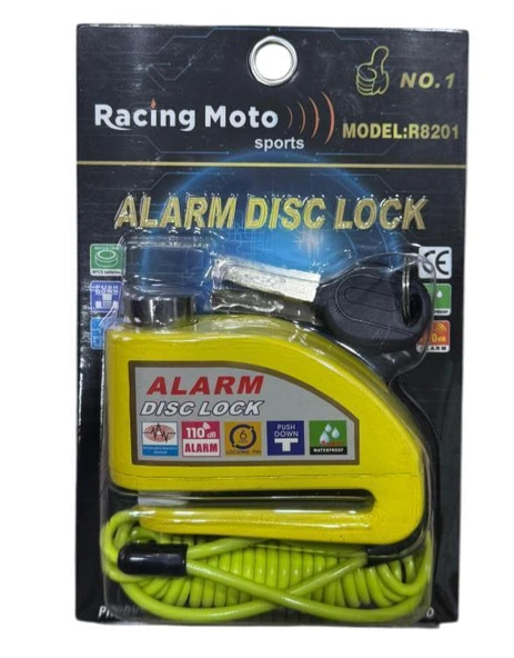 Disk Kilidi Sarı - Alarmlı - Hatırlatıcı Kablolu - Resim 2