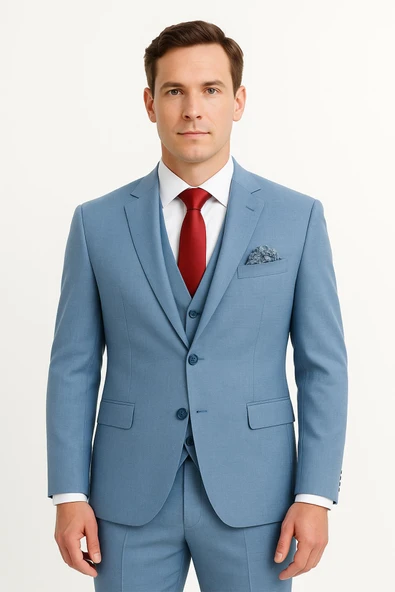 Yelekli Takım Elbise Slim Fit ürün görseli 1