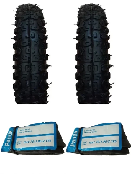 DIAMOND 12 Jant 12x1.75/1.95 Bisiklet Dış Lastiği Kalın Tırnak X 2 Adet + Panda İç Lastik Seti ürün görseli 1