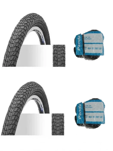 Chaoyang 16 Jant 16x1.75 Bisiklet Dış Lastiği Yol Tipi H-537 X 2 Adet + Panda İç Lastik Seti ürün görseli 1
