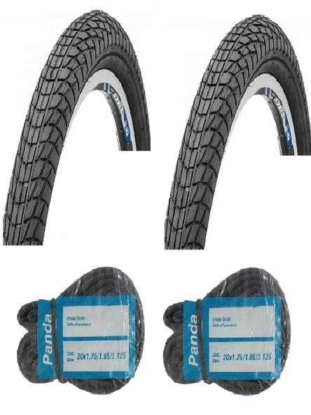 Chaoyang 20 Jant 20x1.75 Bisiklet Dış Lastiği Yol Tipi H-537 X 2 Adet + Panda İç Lastik Seti ürün görseli 1