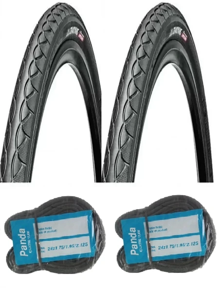 Chaoyang 24 Jant 24x1.75 Bisiklet Dış Lastiği Yol Tipi H-460 X 2 Adet + Panda İç Lastik Seti ürün görseli 1