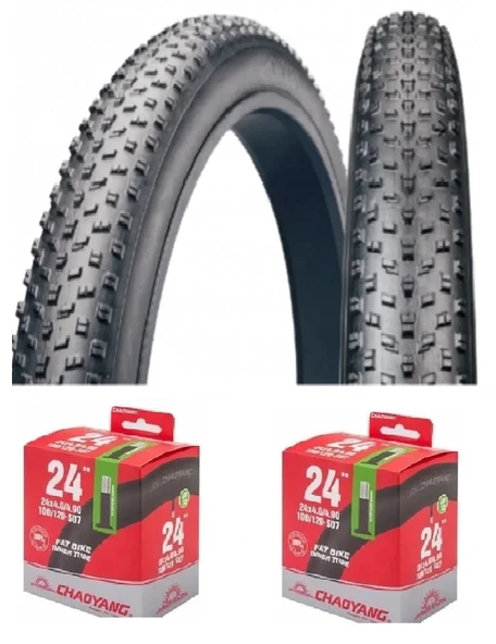 Chaoyang 24 Jant 24x4.0 Fat Bike Dış Lastiği Big Daddy H-5176 X 2 Adet + İç Lastik Seti ürün görseli 1