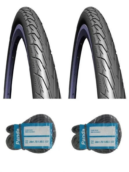 Rubena 20 Jant 20x1.75 3mm Reflektörlü Bisiklet Dış Lastiği V66 X 2 Adet + Panda İç Lastik Seti ürün görseli 1