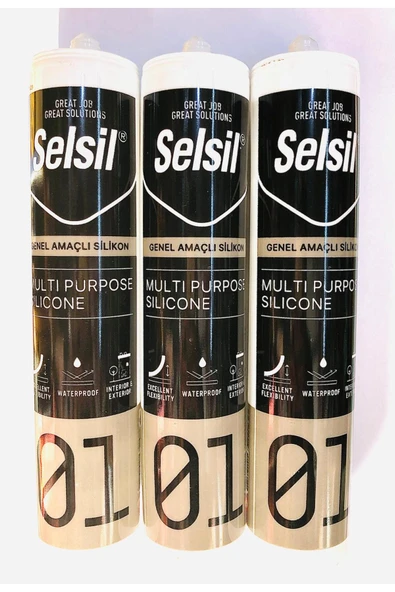Selsil Genel Amaçlı Silikon Şeffaf 3 Adet 280 gr (Şeffaf) ürün görseli 1