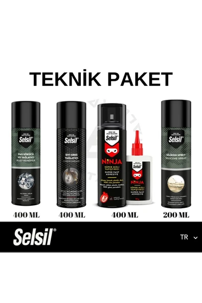 Selsil Pas Sökücü, Gres Yağlayıcı, Ninja Yapıştırıcı ve Silikon Sprey ürün görseli 1