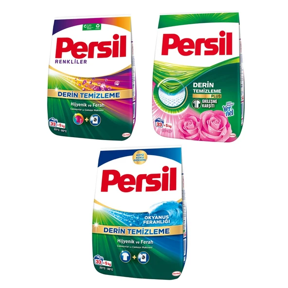 Persil 5 kg Renkliler+Gülün Büyüsü+Okyanus 3 lü Karma Paket ürün görseli 1
