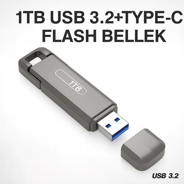 1 TB Flash Bellek USB  TYPE-C Yazma Hızı Darbeye  Dayanıklı Anti Manyetik ürün görseli 1