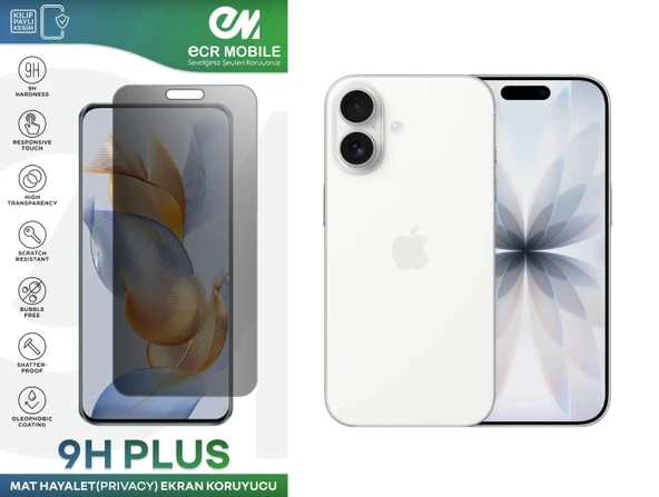 Iphone 17 ile Uyumlu Ekran Koruyucu 9H Esnek Nano Kırılmayan MAT HAYALET(Privacy) ürün görseli 1