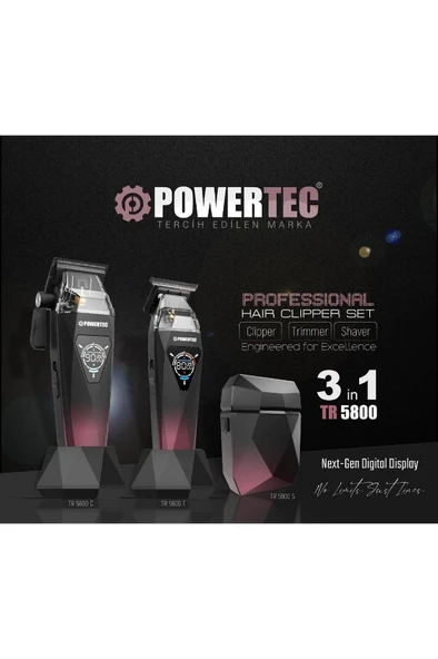 Powertec TR-5800 Saç-Sakal-Ense-Günlük Premium Tıraş Makinesi 3in1 ürün görseli 1