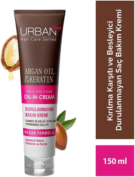 URBAN Care Argan Yağı & Keratin Kolay Kırılan Saçlara Özel Durulanmayan Bakım Kremi 150 ml ürün görseli 1