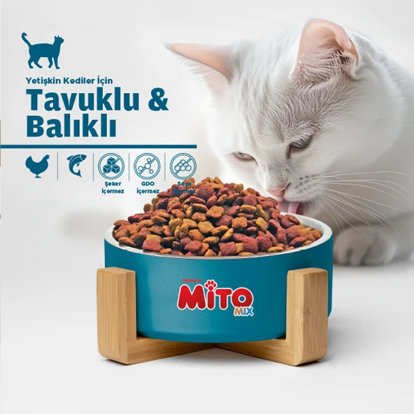 Mito Mix Adult Tavuklu ve Balıklı Yetişkin Kedi Maması 3 Kg - Orijinal Çuvaldan Bölme Taze Paket ürün görseli 1