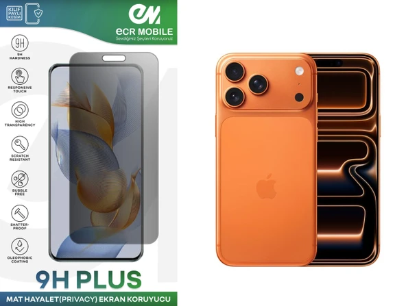 Iphone 17 Pro Max ile Uyumlu Ekran Koruyucu 9H Esnek Nano Kırılmayan MAT HAYALET(Privacy) ürün görseli 1