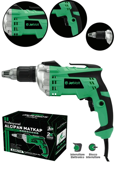 JetVolt Profesyonel 90N.m Alçıpan Vidalama Tabancası 710W - Yeşil ürün görseli 1
