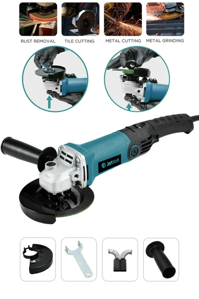 JetVolt Profesyonel 1200W Avuç Taşlama Makinesi 125mm 6 Kademeli Uzun Kuyruk - Mavi ürün görseli 1