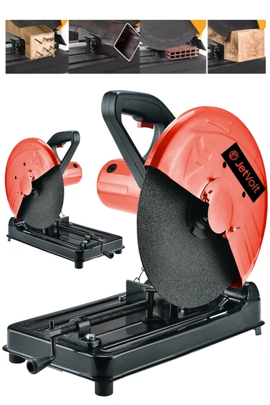 JetVolt Profesyonel 2000W 355mm Bakır Sargılı Metal Şanzıman Profil Metal Kesme Makinesi - Kırmızı ürün görseli 1