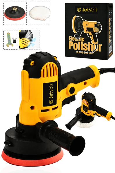 JetVolt 12V 8 Kademli Cila Pasta Parlatma Polisaj Makinesi - Sarı ürün görseli 1