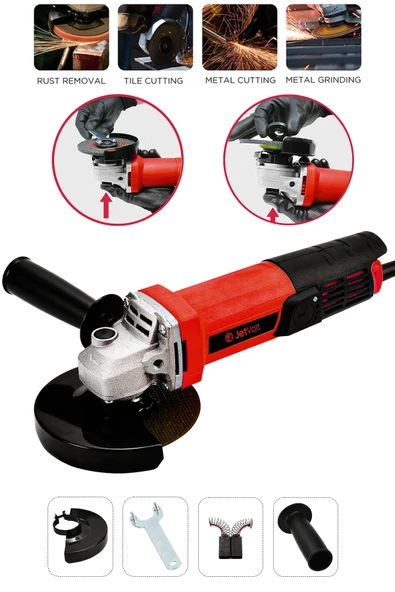 JetVolt Profesyonel 550W Avuç Taşlama Makinesi 125mm Bakır Sargılı Spiral - Kırmızı ürün görseli 1