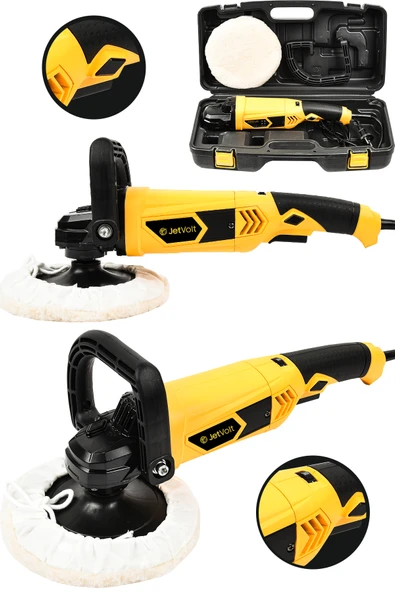 JetVolt Devir Ayarlı Polisaj Makinesi 6 Kademeli Pasta Cila Kiti 1300 Watt 180 mm - Sarı ürün görseli 1
