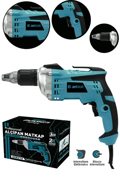 JetVolt Profesyonel 90N.m Alçıpan Vidalama Tabancası 710W - Mavi ürün görseli 1