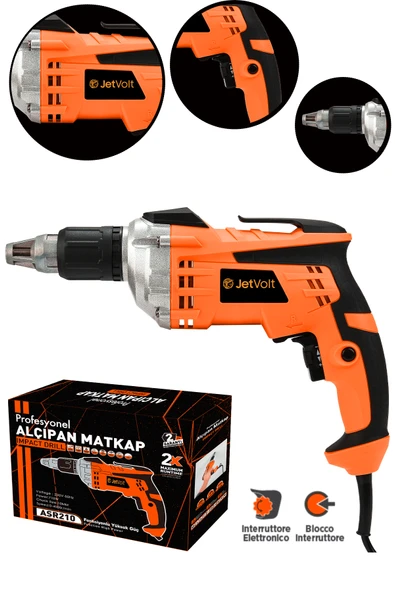 JetVolt Profesyonel 90N.m Alçıpan Vidalama Tabancası 710W - Turuncu ürün görseli 1