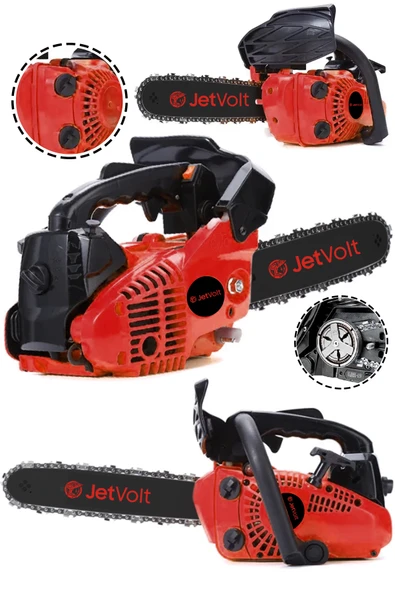 JetVolt 25cc Mini Benzinli Testere Ağaç Odun Dal Budama Ve Kesme Testeresi Hızar Motoru - Kırmızı ürün görseli 1