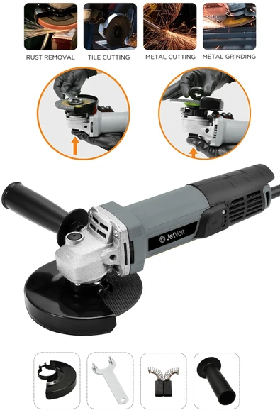 JetVolt Profesyonel 550W Avuç Taşlama Makinesi 125mm Bakır Sargılı Spiral - Gri ürün görseli 1