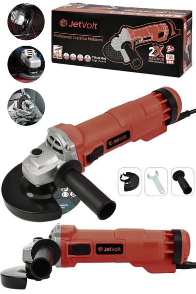 JetVolt Profesyonel 750W Avuç Taşlama Makinesi 125mm Bakır Sargılı Spiral - Kırmızı ürün görseli 1
