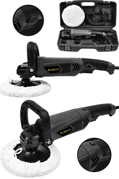 JetVolt Devir Ayarlı Polisaj Makinesi 6 Kademeli Pasta Cila Kiti 1300 Watt 180 mm - Siyah ürün görseli 1