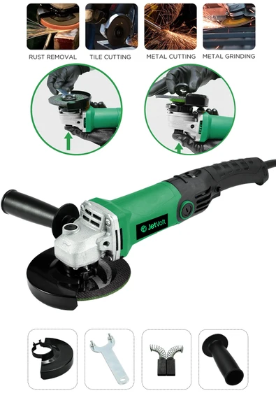 JetVolt Profesyonel 1200W Avuç Taşlama Makinesi 125mm 6 Kademeli Uzun Kuyruk - Yeşil ürün görseli 1