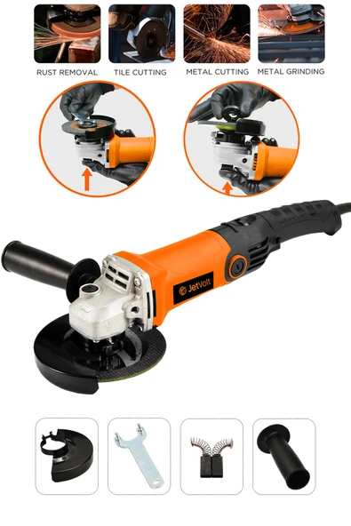 JetVolt Profesyonel 1200W Avuç Taşlama Makinesi 125mm 6 Kademeli Uzun Kuyruk - Turuncu ürün görseli 1
