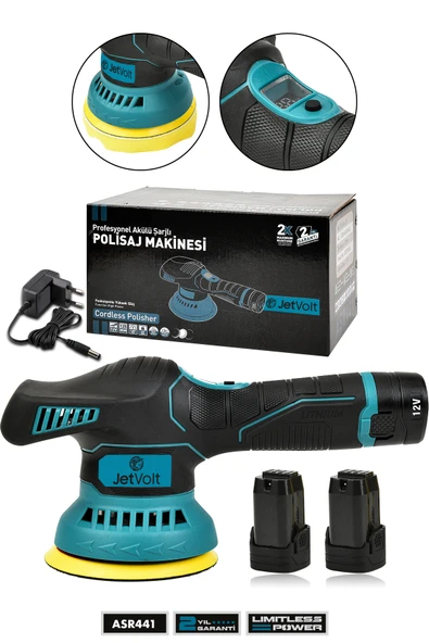 JetVolt 12V Orbital 8 Kademli Cila Pasta Parlatma Polisaj Makinesi Mavi ürün görseli 1