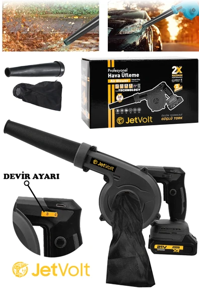 JetVolt 21V Şarjlı Kompresör Hava Üfleme Makinesi - Siyah ürün görseli 1