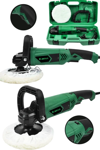 JetVolt Devir Ayarlı Polisaj Makinesi 6 Kademeli Pasta Cila Kiti 1300 Watt 180 mm - Yeşil ürün görseli 1