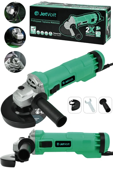 JetVolt Profesyonel 750W Avuç Taşlama Makinesi 125mm Bakır Sargılı Spiral - Yeşil ürün görseli 1