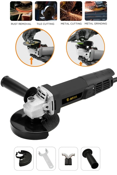 JetVolt Profesyonel 550W Avuç Taşlama Makinesi 125mm Bakır Sargılı Spiral - Siyah ürün görseli 1