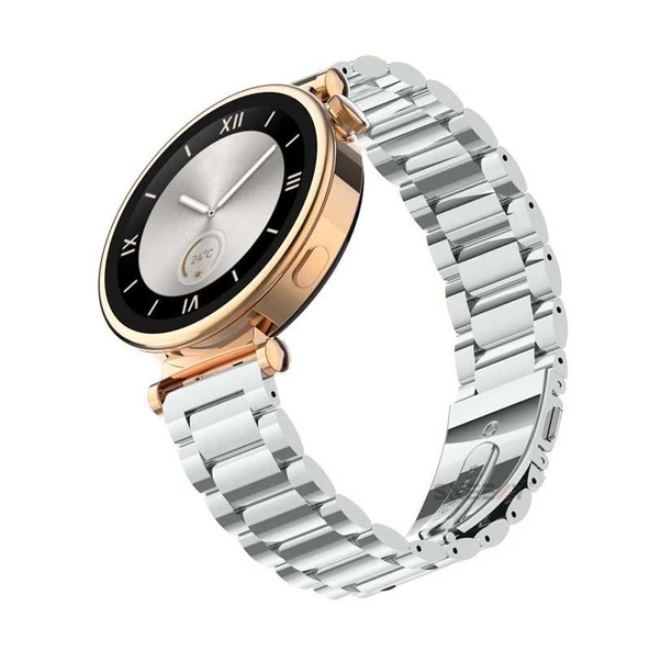 Sneezy Huawei Watch Gt4 41mm İle Uyumlu 18mm Ironweft Döküm Çelik Metal Kordon  Gümüş ürün görseli 1