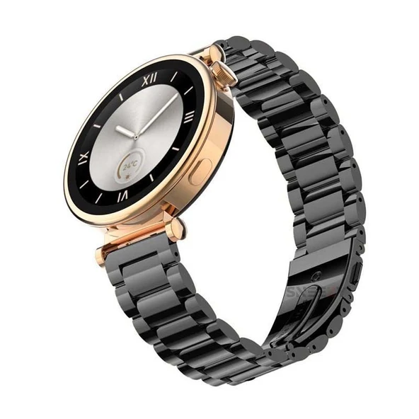 Sneezy Huawei Watch Gt4 41mm İle Uyumlu 18mm Ironweft Döküm Çelik Metal Kordon  Siyah ürün görseli 1