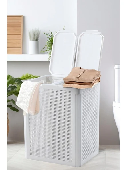 Omnipazar SY-4632 Smart Duo İki Bölmeli Kirli Çamaşır Sepeti 84 Litre ürün görseli 1