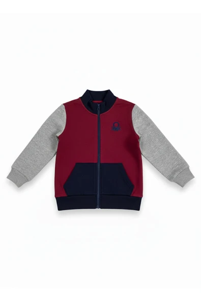 Erkek Çocuk Fermuarlı Sweatshirt  Bordo ürün görseli 1