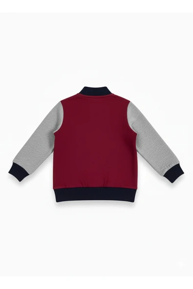Erkek Çocuk Fermuarlı Sweatshirt  Bordo - Resim 2