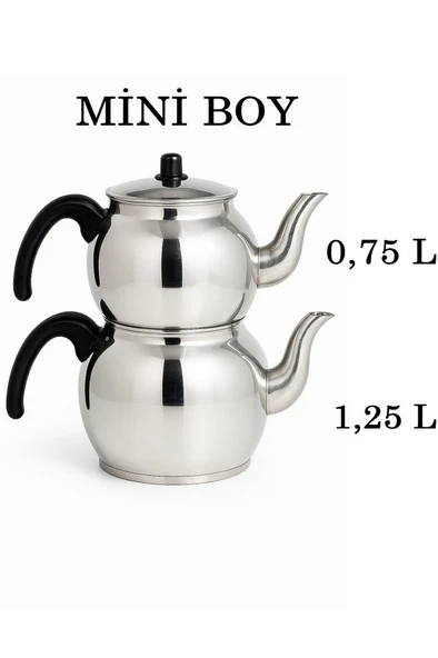 Alüminyum Küre Çaydanlık Mini Boy Siyah Kulp - Resim 3