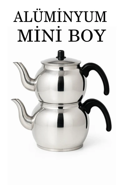 Alüminyum Küre Çaydanlık Mini Boy Siyah Kulp ürün görseli 1