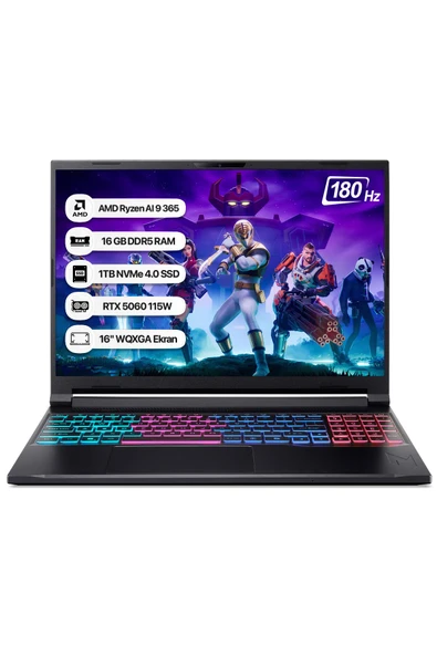 Acer Nitro 16S NH.QXUEY.001 Ryzen AI 9 365 16GB 1TB SSD RTX5060-115W 180Hz 16 WQXGA Dos Taşınabilir Bilgisayar ürün görseli 1