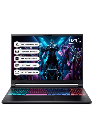 Acer Nitro 16S NH.QXUEY.001-32 Ryzen AI 9 365 32GB 1TB SSD RTX5060-115W 180Hz 16 WQXGA Dos Taşınabilir Bilgisayar ürün görseli 1